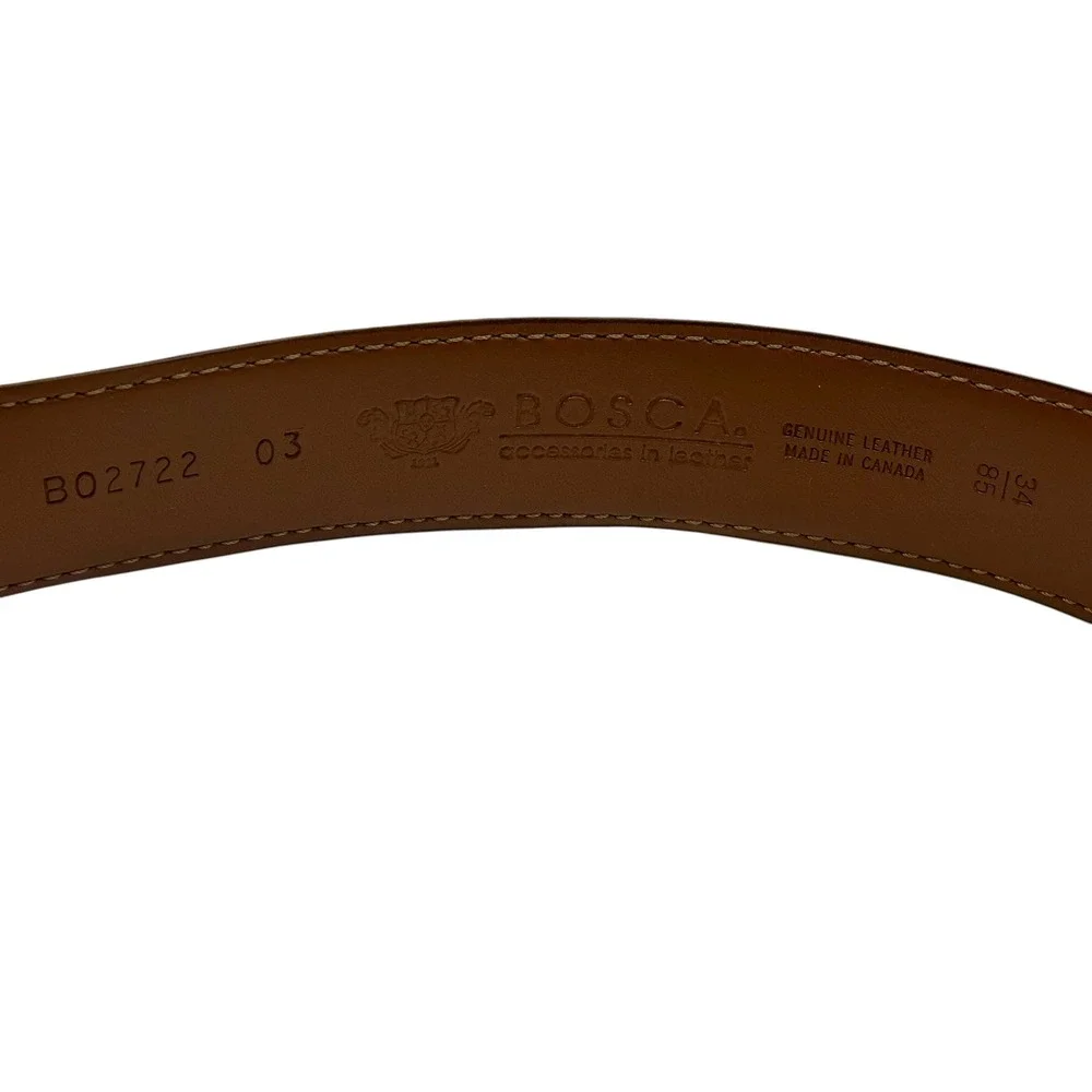 Bosca Mens Size 34 Belt Brown Leather Belt Silver Buckle Canada Old Money Office